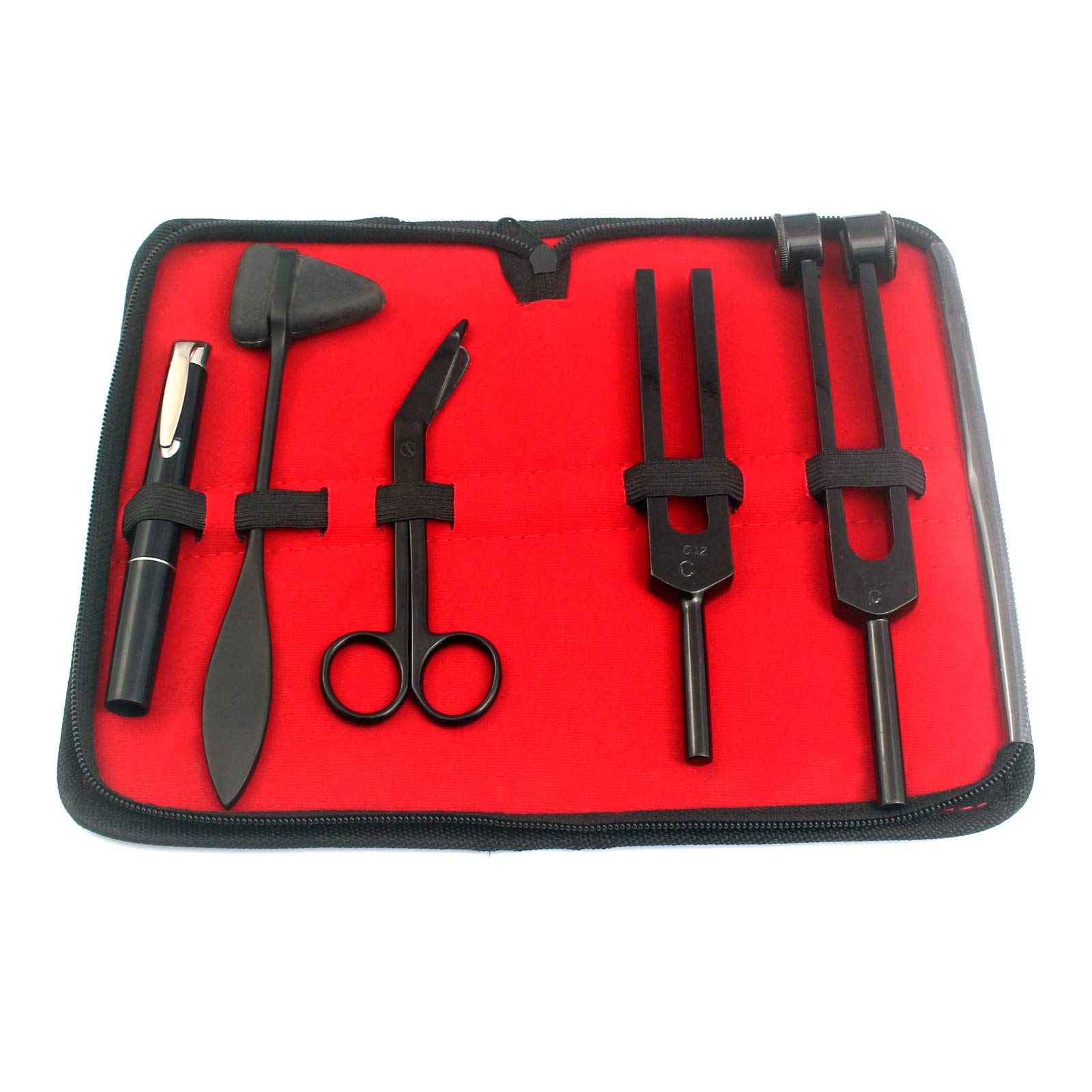 DDP Limited Edition - 'Full Tactical Black - Grudge Style Set of 5 PCS Reflex Percussion Taylor Hammer + PENLIGHT + Tuning Fork C 128 C 512 + Bandage Scissors 5.5