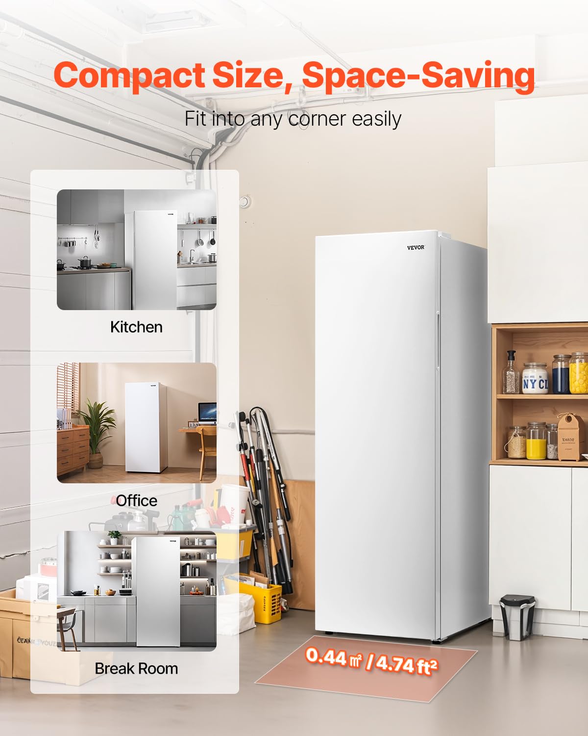VEVOR Convertible Freezer/Refrigerator, 11 Cu.Ft Frost Free Upright Freezer With Temp Control Panel, Reversible Door, Adjustable Glass Shelves And LED, Standing Fridge For Kitchen, Office, Garage on Fridge.com - View 6