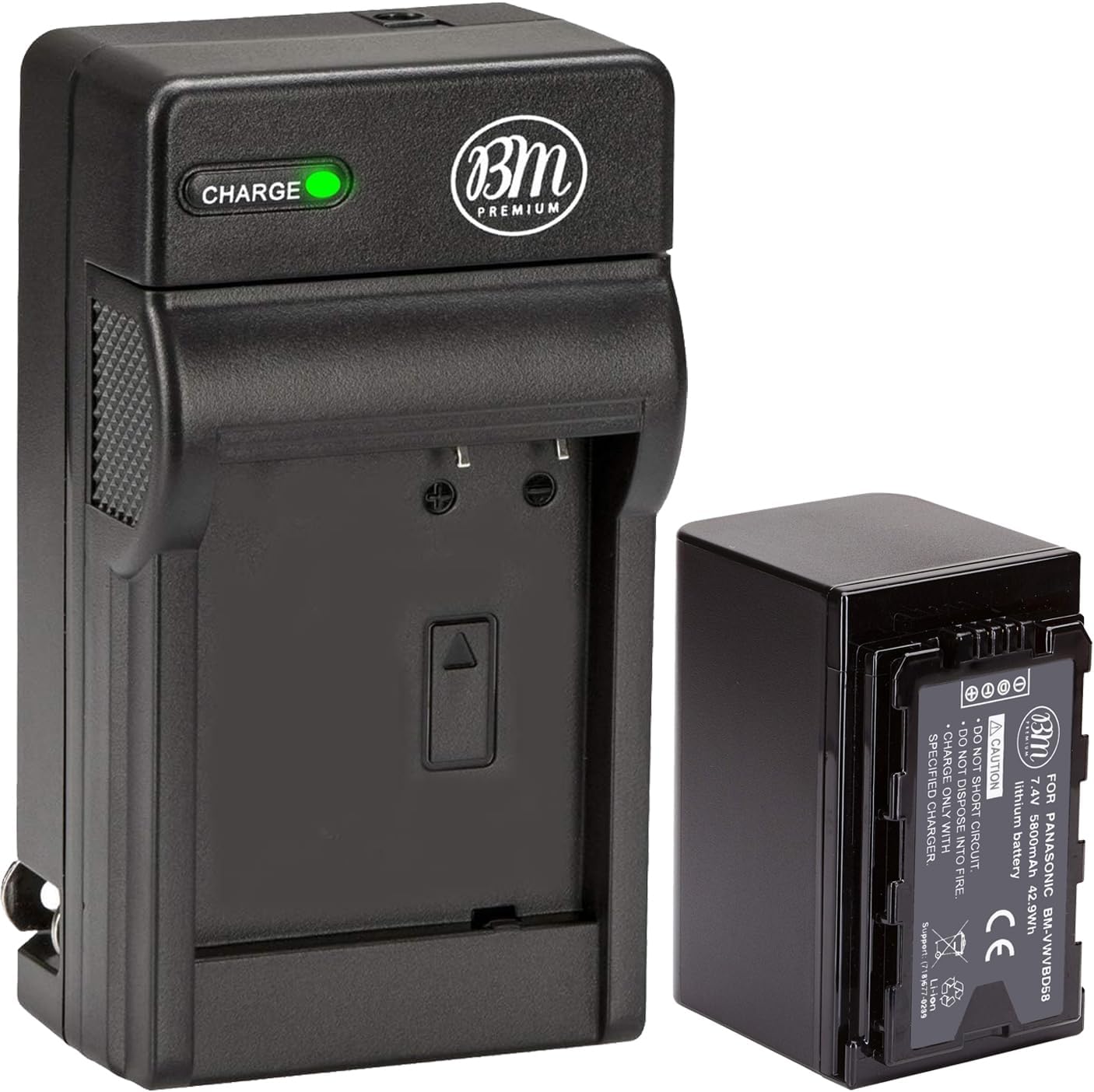 BM Premium VW-VBD58 Battery and Charger for Panasonic AG-VBR59, BGH1, HC-X1, HC-X1500, HC-X2000, AG-CX10, AG-CX350, AG-UX180, AG-AC30, AG-UX90, AG-DVX200, HC-MDH3E, AJ-PX270, AJ-PX230 Camcorders