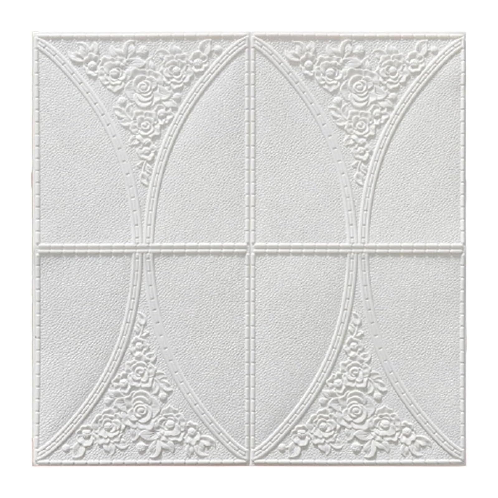 Wall Panel，3D Wallpaper for Living Room, Bedroom, 70X70cm Peel and Stick Panels, 10Pcs(Wit)