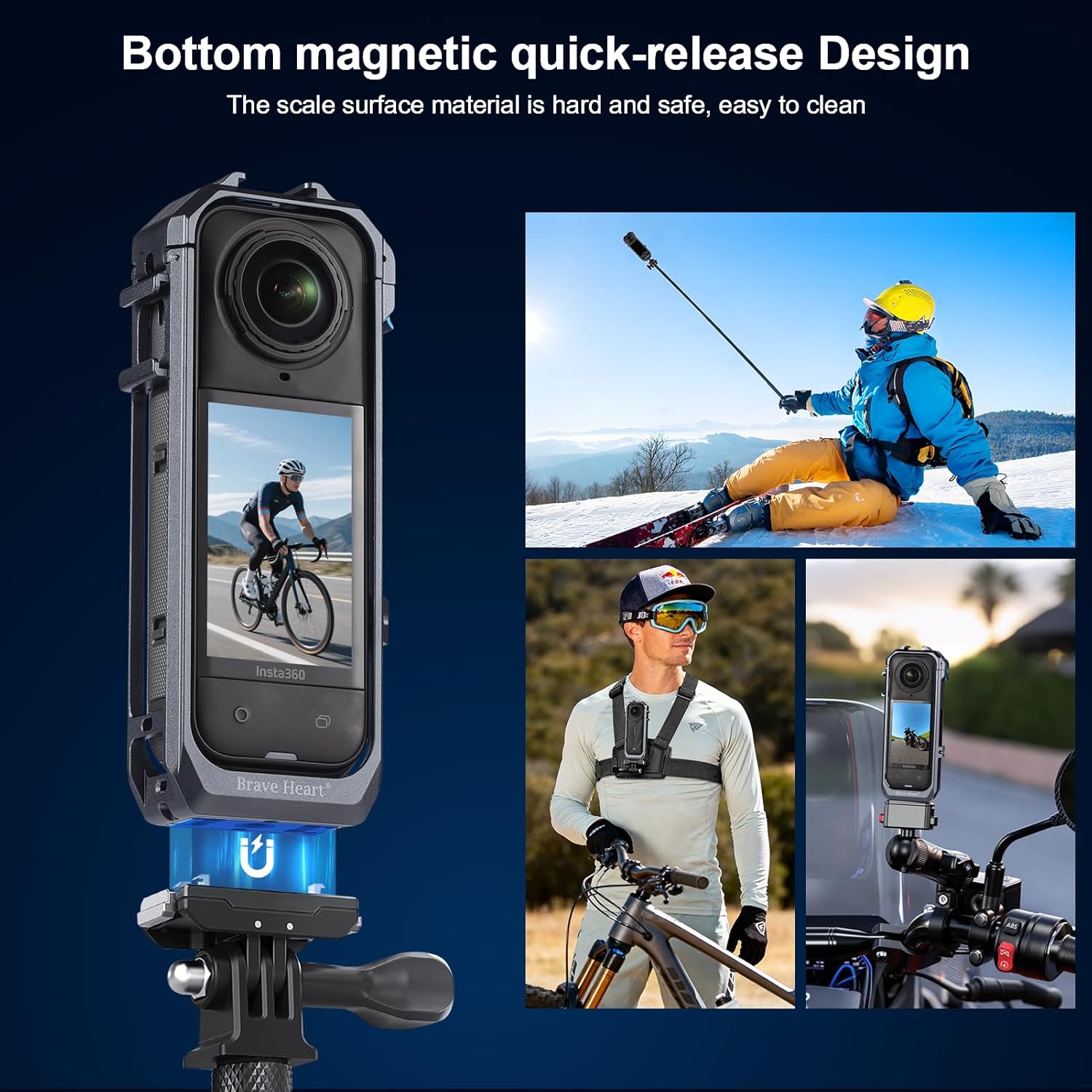 brave heart Aluminum Alloy Protective Case Frame Cage for Insta360 insta 360 X5, Camera Sports Accessories, Gray Metal Housing (iron gray)