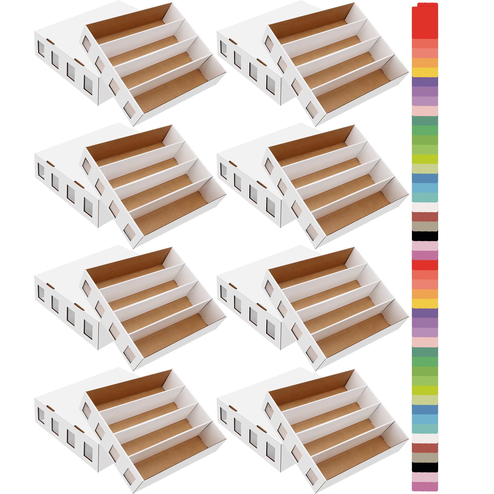8 Pack Trading Card Storage Box 25000+ Count Cards Storage Box with 48 Card Divider White Sports Card Boxes Bulk Card Cases Cardboard Card Collection Trading Card Boxes for Basketball MTG TCG Cards