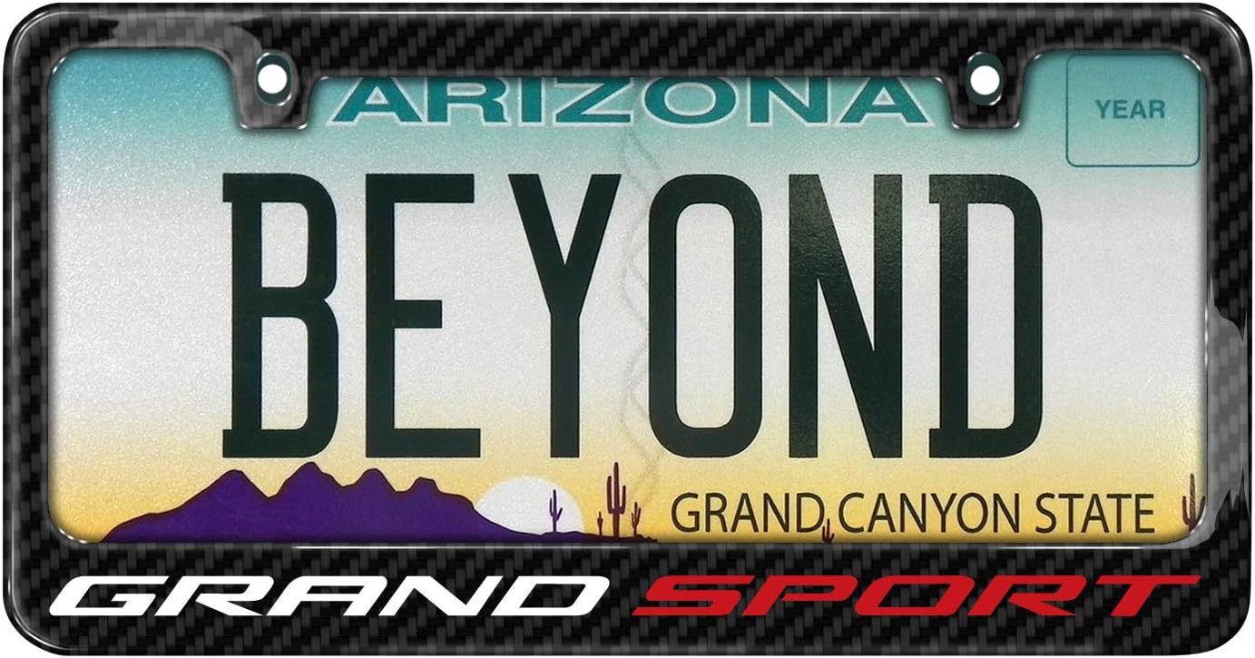 iPick Image Made for Chevrolet Corvette C7 Grand-Sport Black Real 3K Carbon Fiber Glossy Finish License Plate Frame