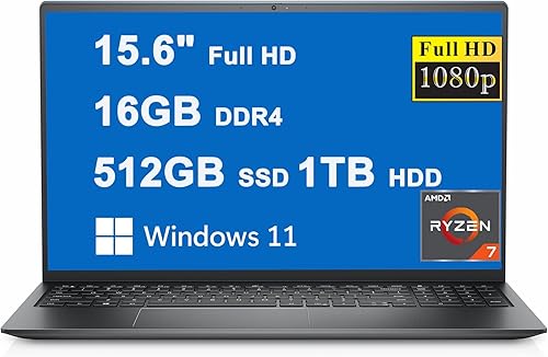 Dell Inspiron 15 3000 3525 - Laptop empresarial I de 15.6 pulgadas, Full HD, 120Hz, pantalla WVA antirreflejo, borde estrecho, I, AMD 8-Core Ryzen