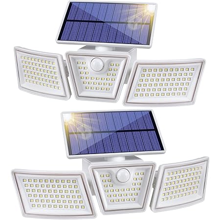 Solar Motion Lights Outdoor, SMY Lighting 3 Adjustable Heads Solar Flood Lights With Motion Sensor,138 LED Solar Security Lights,270°Wide Angle, IP65 Waterproof For Garage Yard Garden Porch (2PCS - View #3
