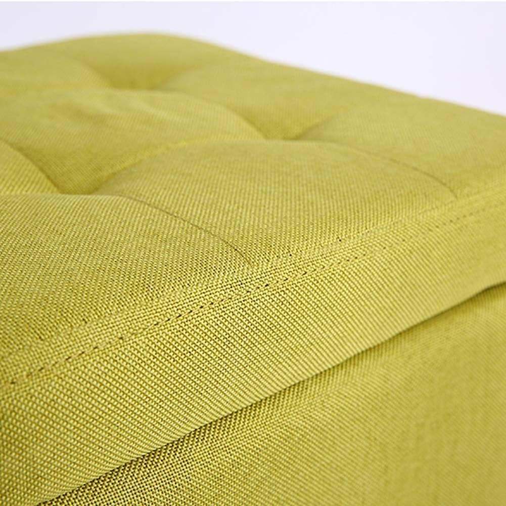 Comfortable Footrest Linen Upholstered Storage Bench Footrest Stool,Cube Organizer Box Footstool Wood Feet Puff Seat-White 30X30X35Cm(12X12X14Inch)