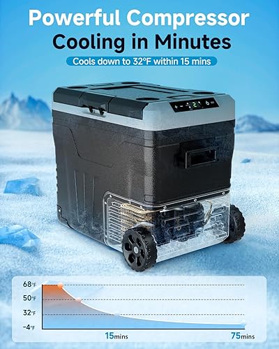 Miniatura 3 de Refrigerador portátil para automóvil de 12 voltios, enfriador eléctrico de 53 cuartos (50L) con 1224 V CC y 110-240 V CA para camión, camioneta, RV,