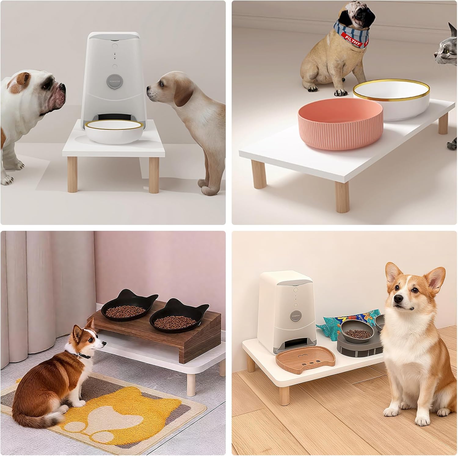 Wooden Elevated Cat Food Stand – Raised Pet Feeding Table for Cats and Dogs, Compatible with Most Bowls & Automatic Feeders, Solid Wood Pet Food Platform S(11.8 * 7.9 in - Image 4