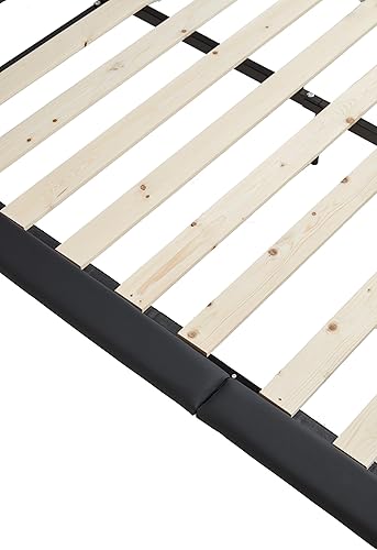 Miniatura 48 de Base de cama flotante tamaño Queen con luces LED y carga USB, marco de cama LED de plataforma tapizada moderna, no necesita somier (blanco-1)