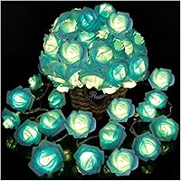 Vista 1 de Cadena de luces de rosas, 20 LED, luces de rosas azules románticas que funcionan con pilas, 3 m de guirnalda de flores artificiales LED