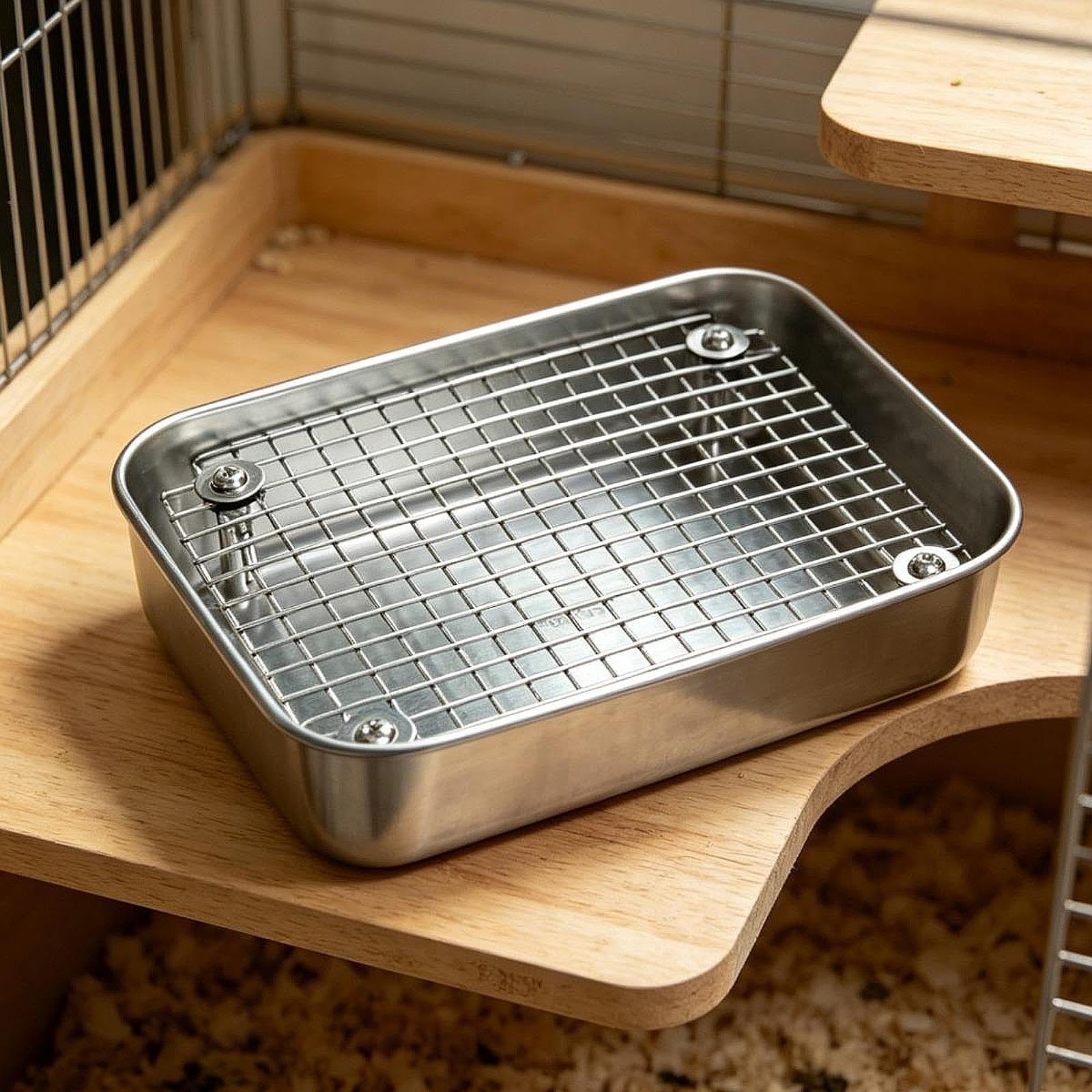 Kaninchenstreu-Toilette, Kleintier-Toilettenaufsatz, Urinauffangschale für andere Tiere, L Silver