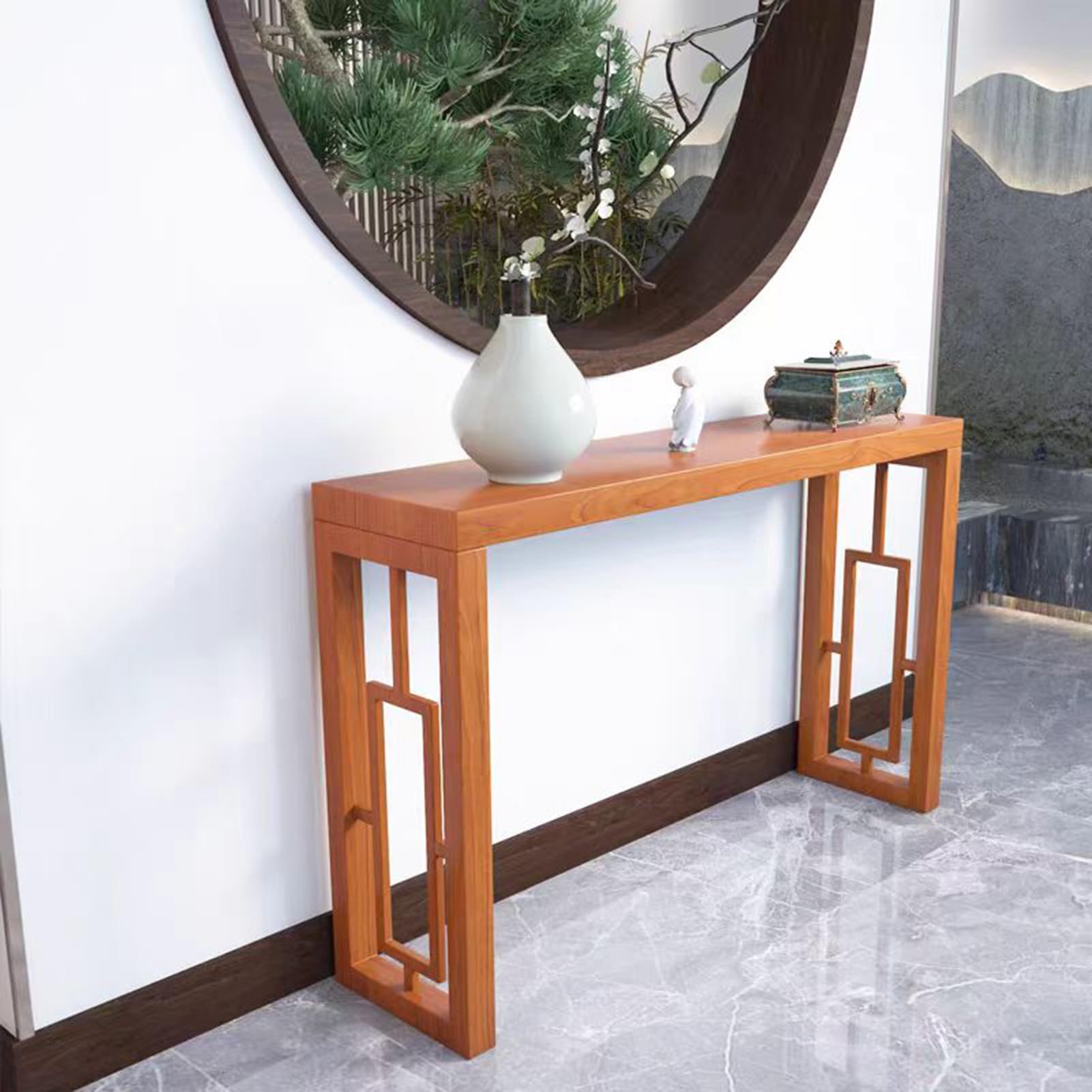 Consolle da ingresso, Tavolini d'appoggio, Tavolino rettangolare in legno da posizionare dietro il divano, Tavolino rustico per ingresso, soggiorno, Facile da montare (Noce chiaro, 120 cm/47,2 polli