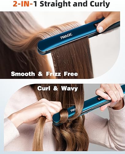 Miniatura 8 de Plancha de pelo de iones negativos, plancha de pelo de cerámica con LCD, plancha plana de 1 pulgada con 11 ajustes de calor, plancha profesional 2