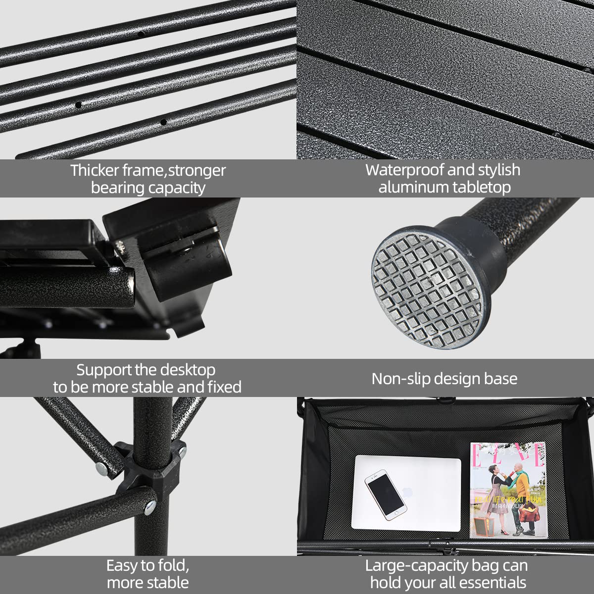 WUROMISE Sanny Outdoor Folding Portable Picnic Camping Table, Aluminum