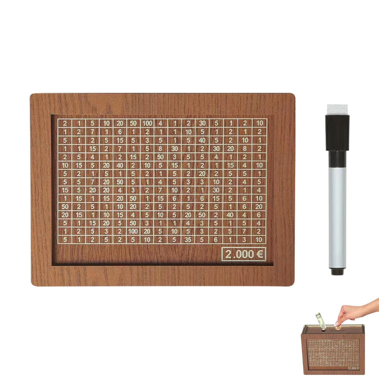 Coin Featuring EU Display for Household Budget Planning Wooden Money Box with Counter