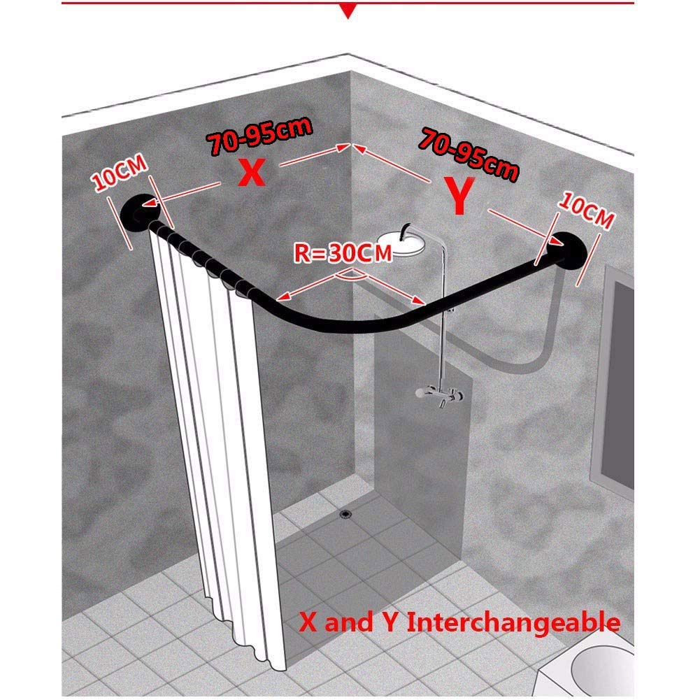 Asta Tenda Doccia Angolare Regolabile In Acciaio Inox - Senza Foratura, Per Docce A L - Foto 5