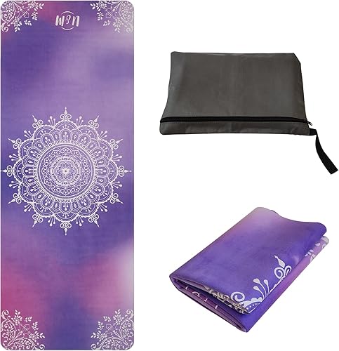 U&M Tapete de yoga antideslizante, tapete de gamuza para ejercicio con bolsa de transporte para yoga, pilates y meditación, estiramiento de suelo y