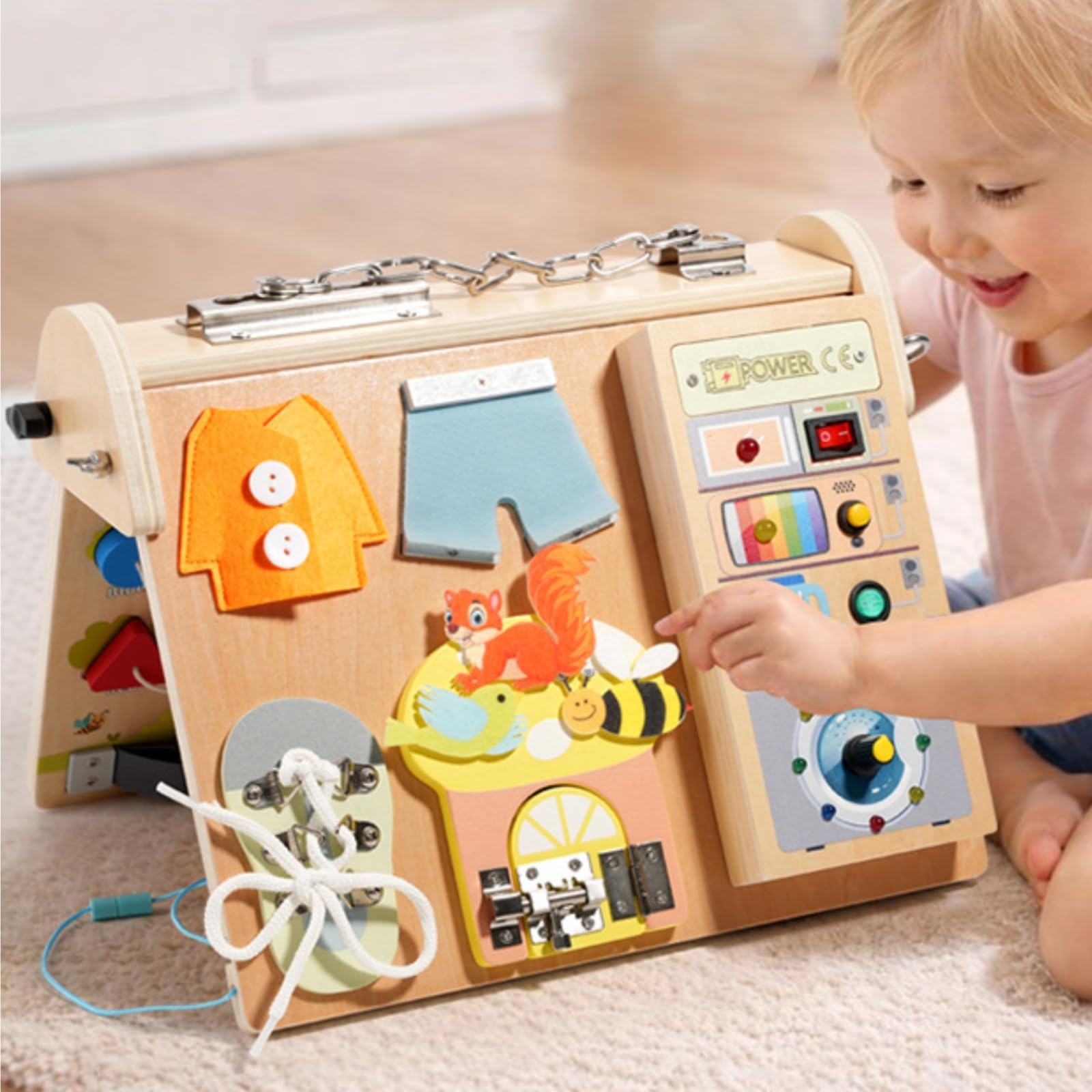 predolo Busy Board Pieghevole Portatile Tavola Multiattività Sensoriale Busy Board Educativo per Bambini