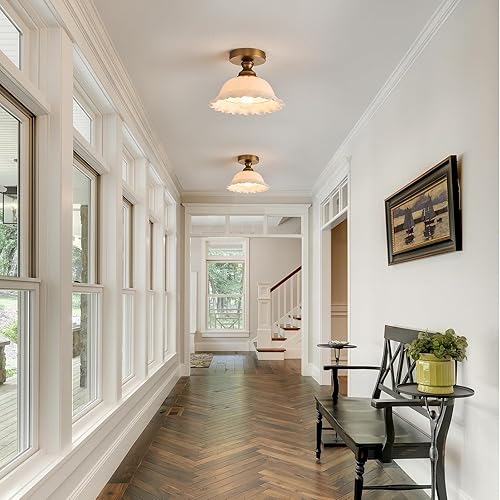 Miniatura 4 de Ceiling Light Fixture White Ceiling Light Fixture Vintage Close to Ceiling Light