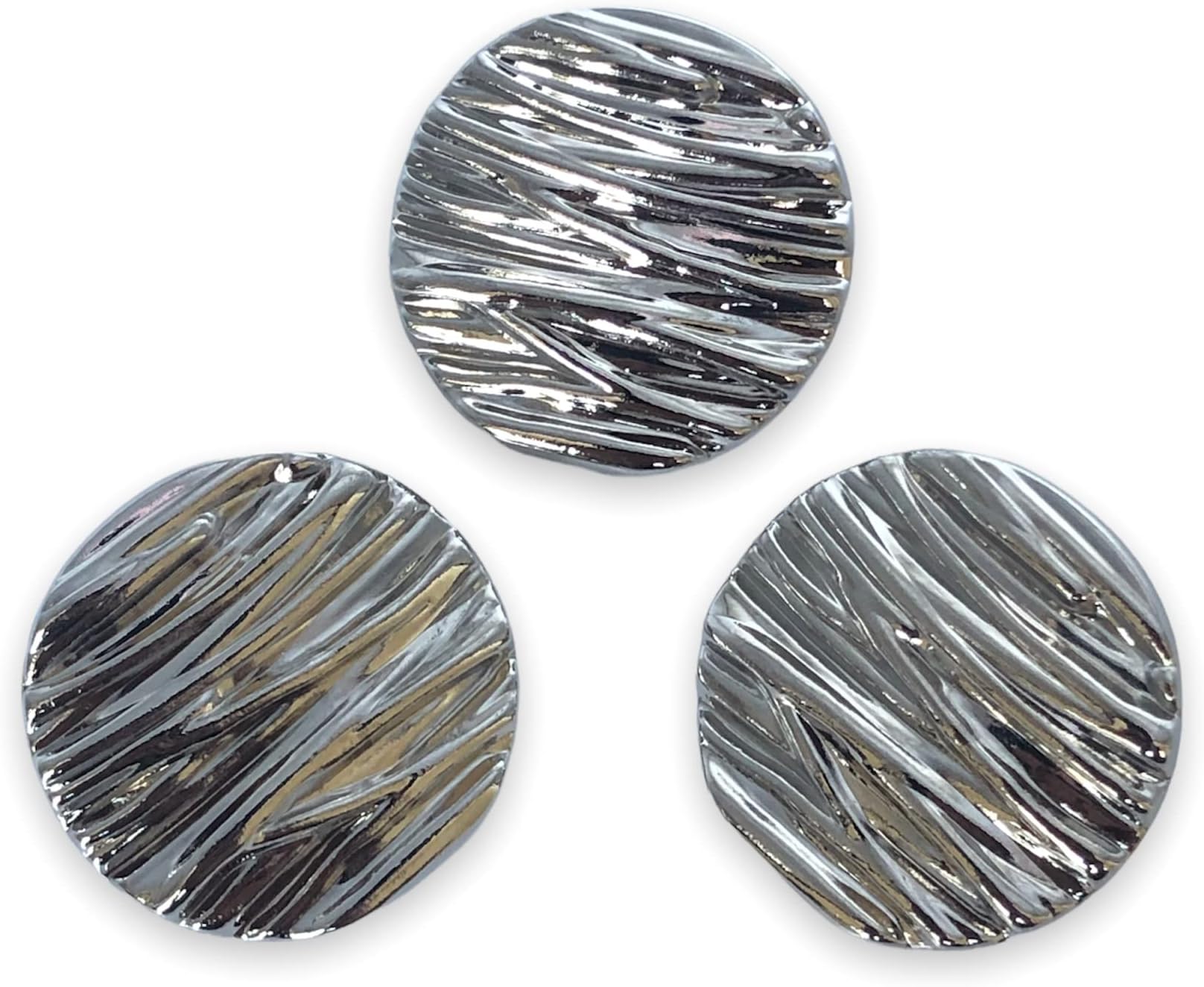Metal Buttons 28mm 3pcs Round Buttons for Sewing Clothing Decoration Craft DIY Accessory (Silver)