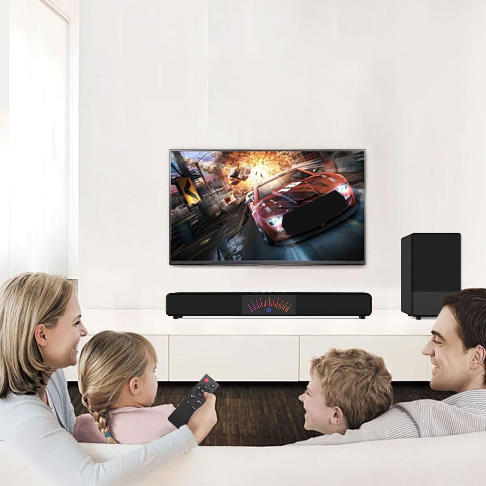 Tangxi Altoparlante Bluetooth 6.3, Altoparlante Home Theater 2.1 Surround Lossless da 60 W con Telecomando Subwoofer per Smart TV Proiettore PC da Gioco (Spina europea)
