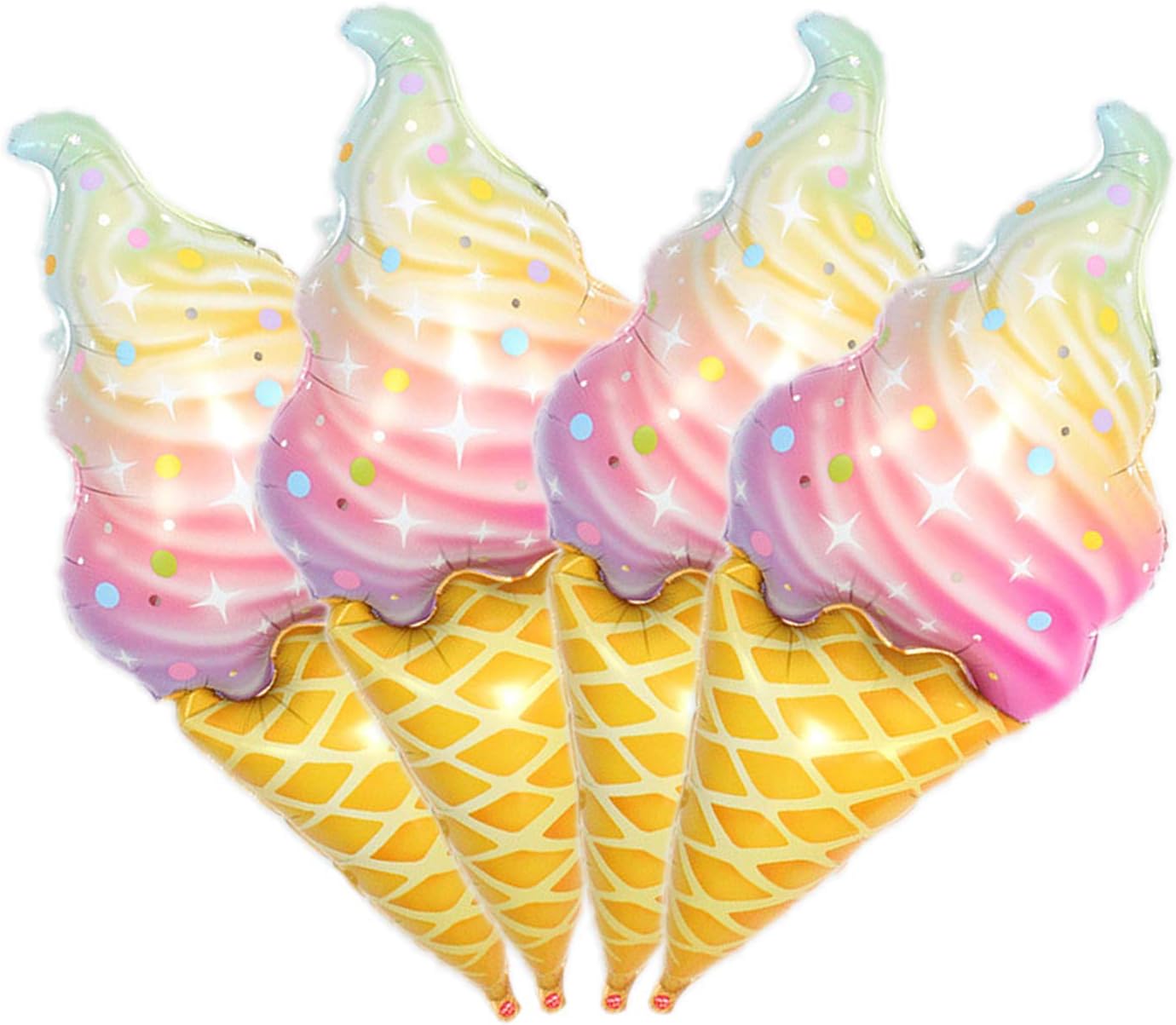 4PCS Rainbow Colors Ice Cream Foil Balloons Party Supplies Decorations Food Summer Beach Baby Shower Birthday Party Favors -46 Inches