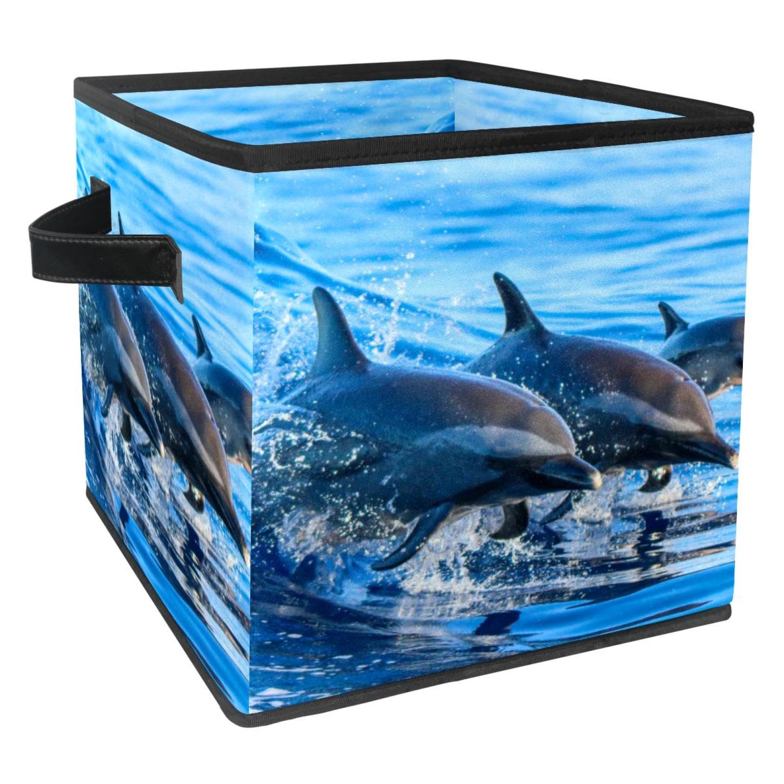 Bac de rangement en tissu pliable anti-désordre pour armoire et jouets motif dauphin
