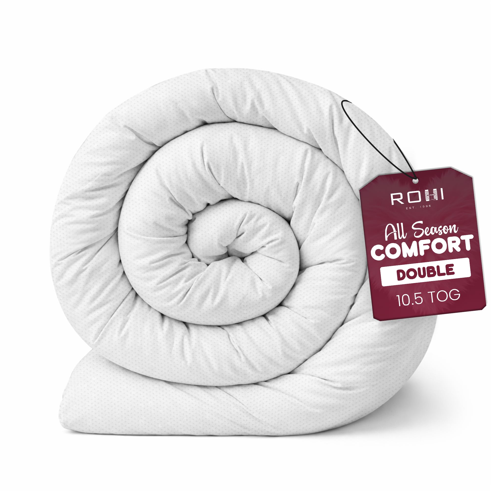 Rohi Anti Allergy 10.5 Tog Double Duvet – All Season Duvets – Soft & Breathable Luxurious Hollowfibre Quilt with Corvin Cover – Midweight Comforter Double Bed Duvet (All Season)