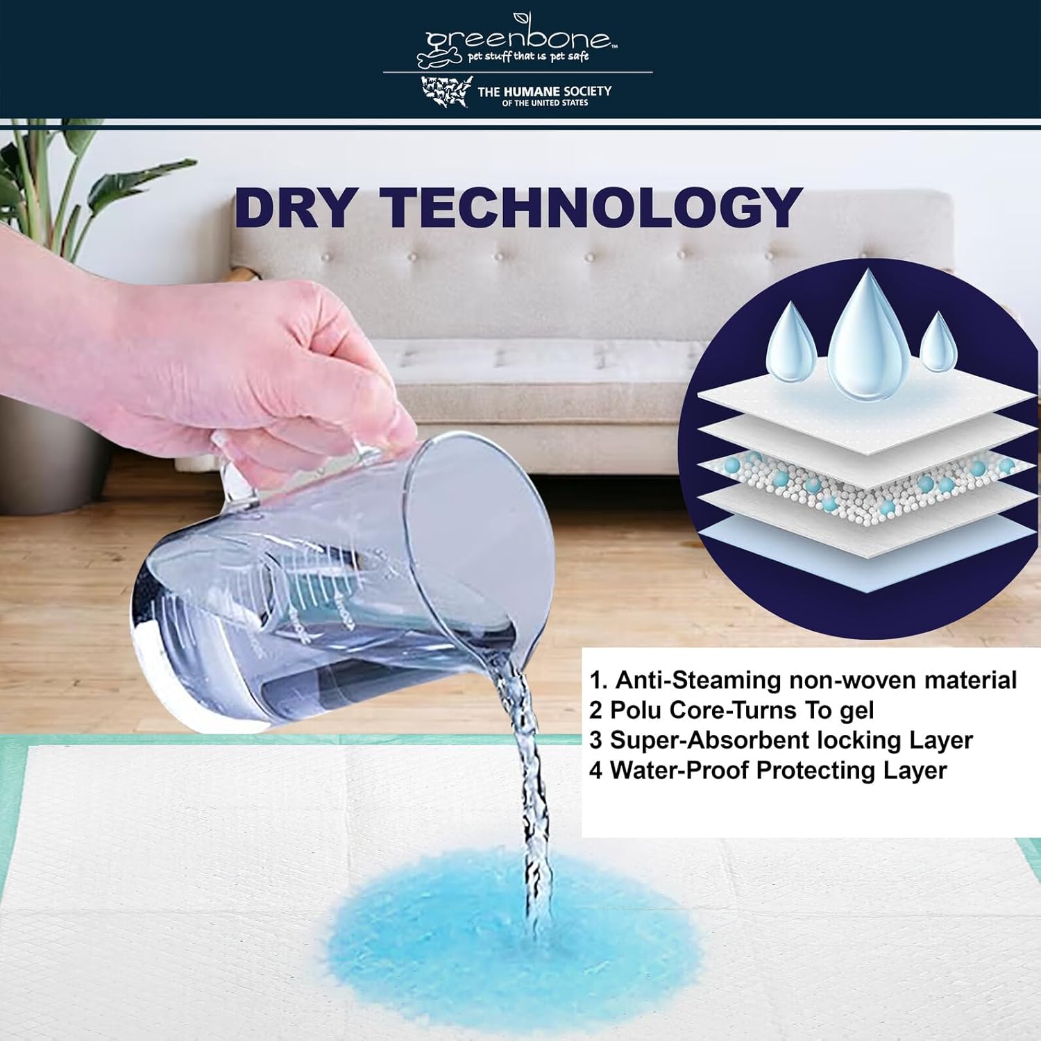 The Humane Society by Greenbone Training Pads for Puppies & Indoor Dogs - Leak Proof - 100 Count