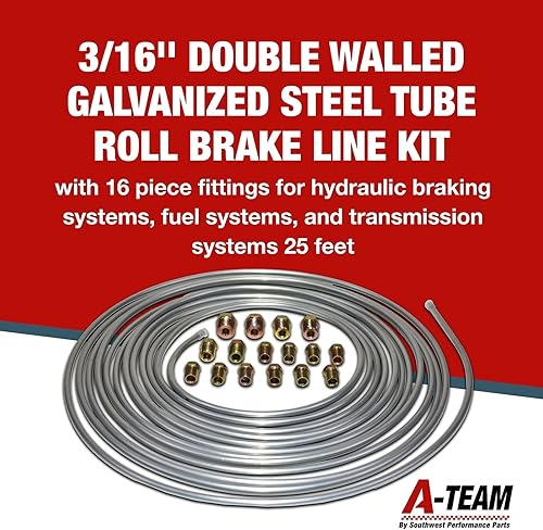 Miniatura 3 de A-Team Performance Kit de rollo de tubo de línea de freno 3/16, tubo de acero galvanizado de doble pared de 25 pies, 0.028 pulgadas de pared, 16