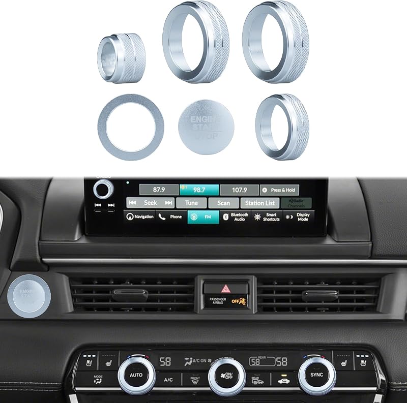 Kit de Capas e Aros para Manoplas e Botão de Partida Honda Pilot 2023–2025 Prata, 6 peças