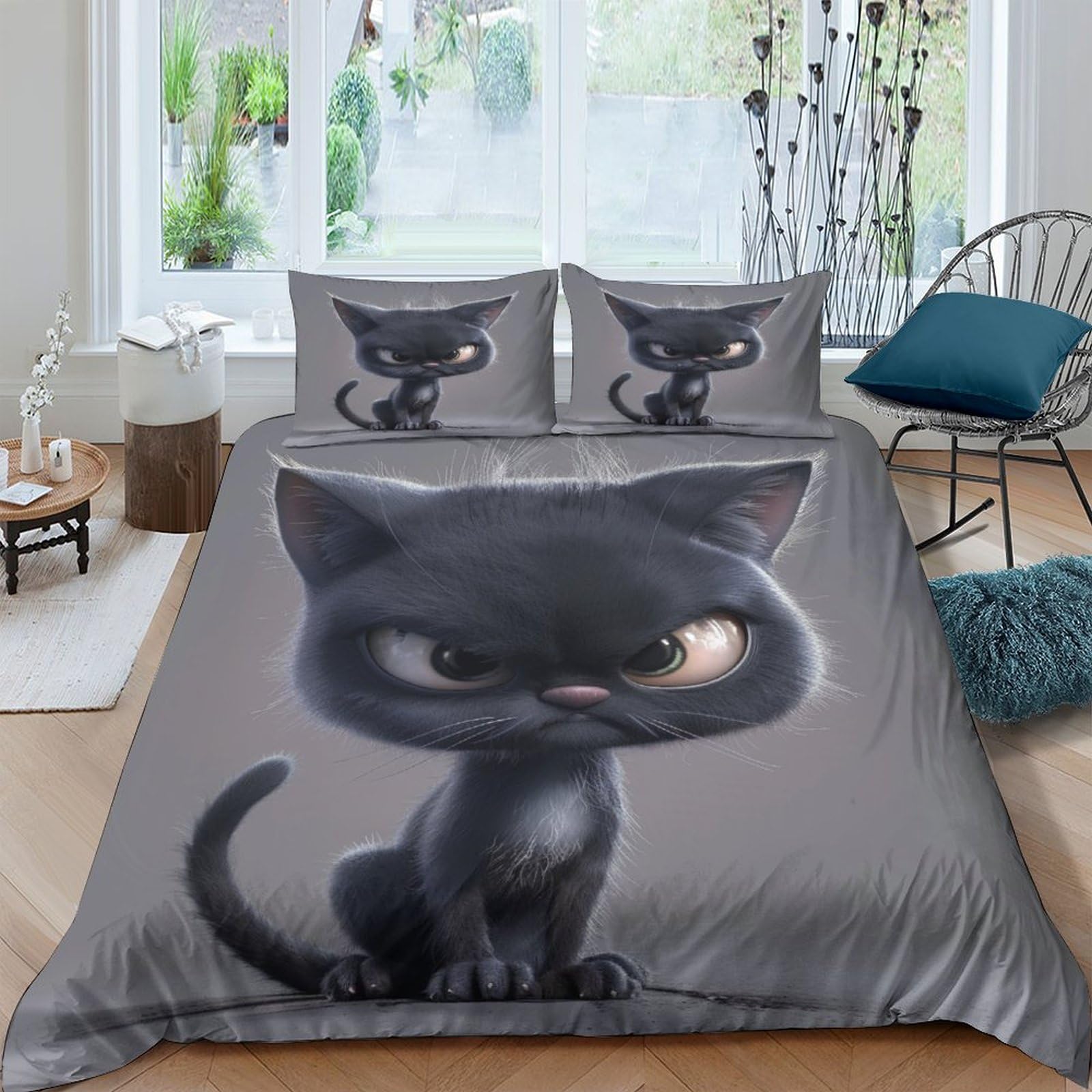 Housse de couette chatBritish Shorthair infroissable et facile d'entretien