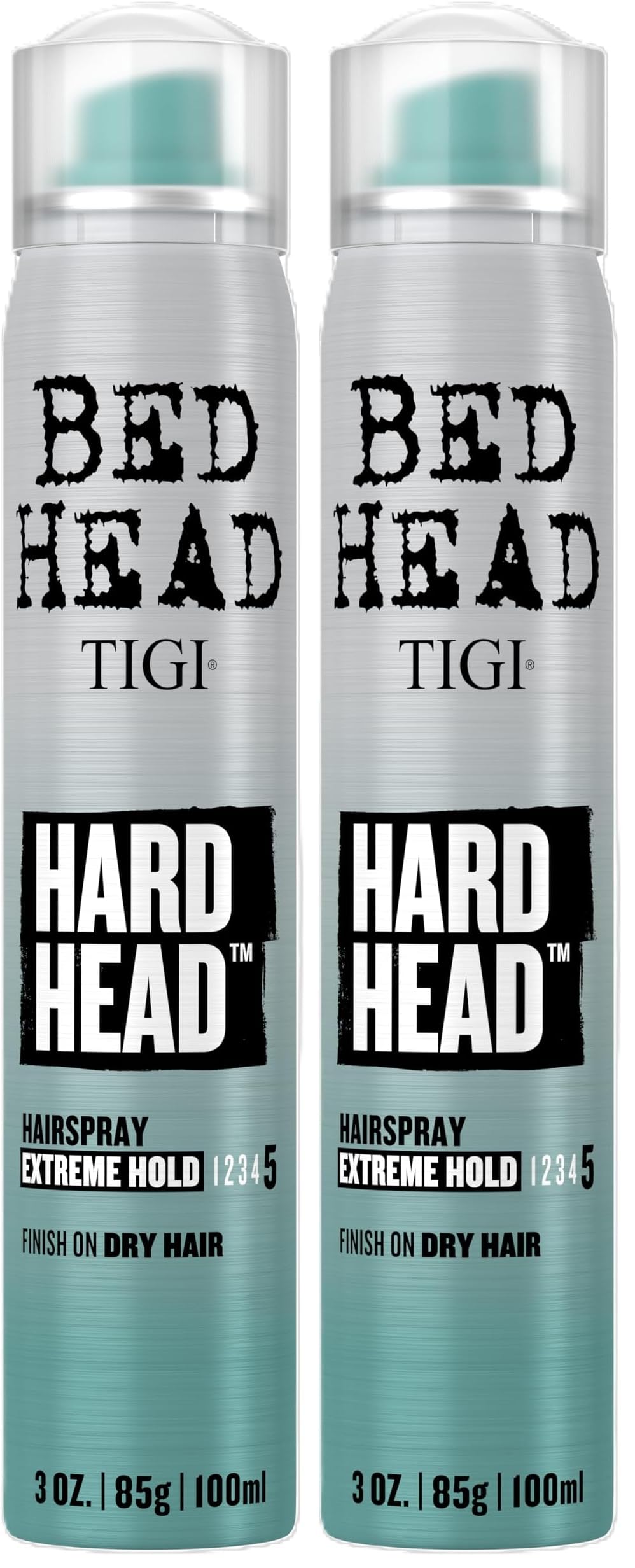 TIGIBed Head Hard Head Hair Spray –Travel Size Hair Spray, Extra Strong Hold for All Day Style and All Hair Types, 3 oz, 2 Pack