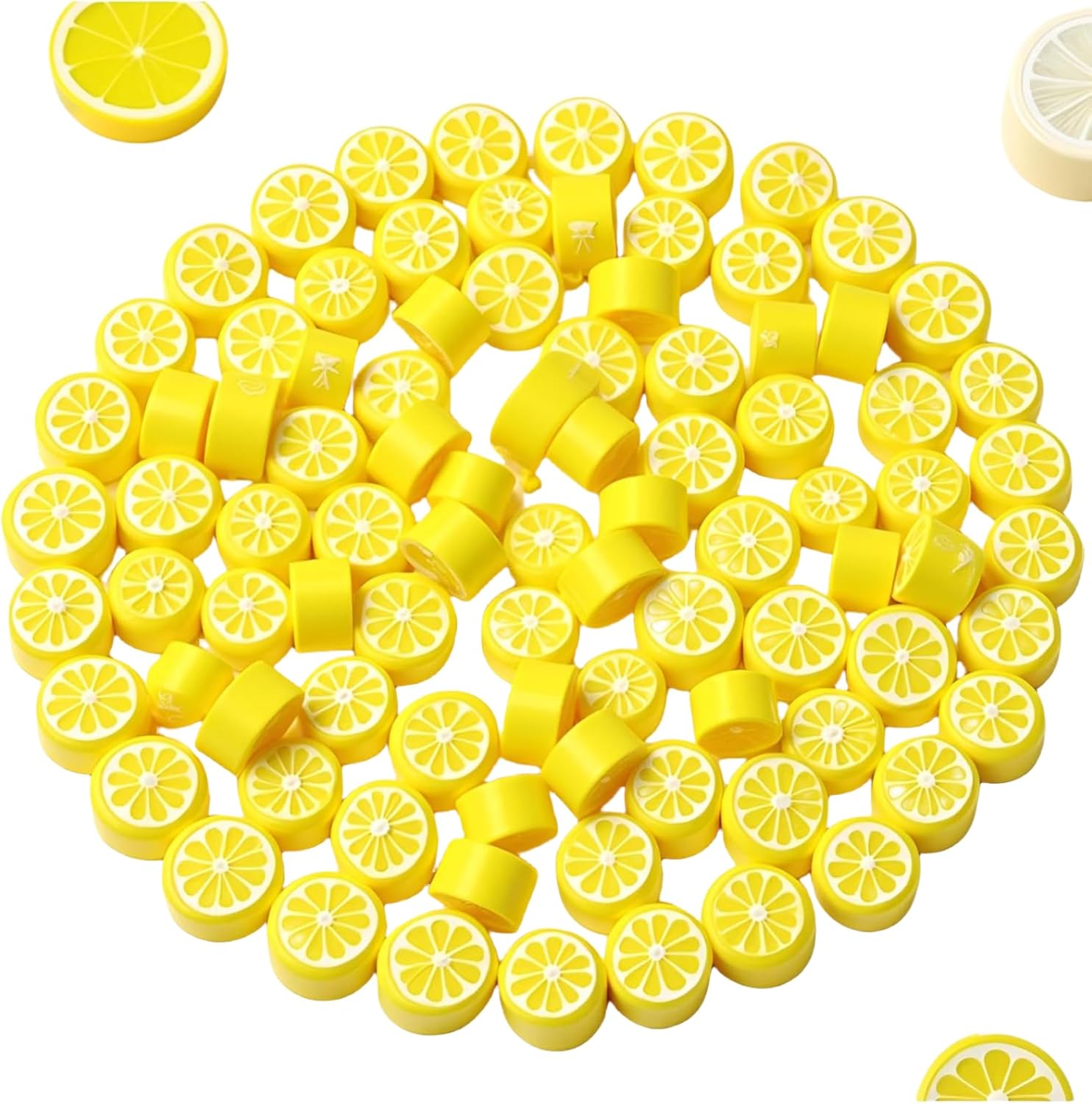 200Pcs Yellow Lemon Polymer Clay Beads Fruit Charm Beads Flat Spacer Bead Jewelry Making Supplies for Necklace Earring Bracelet Making Lemon (10mm)