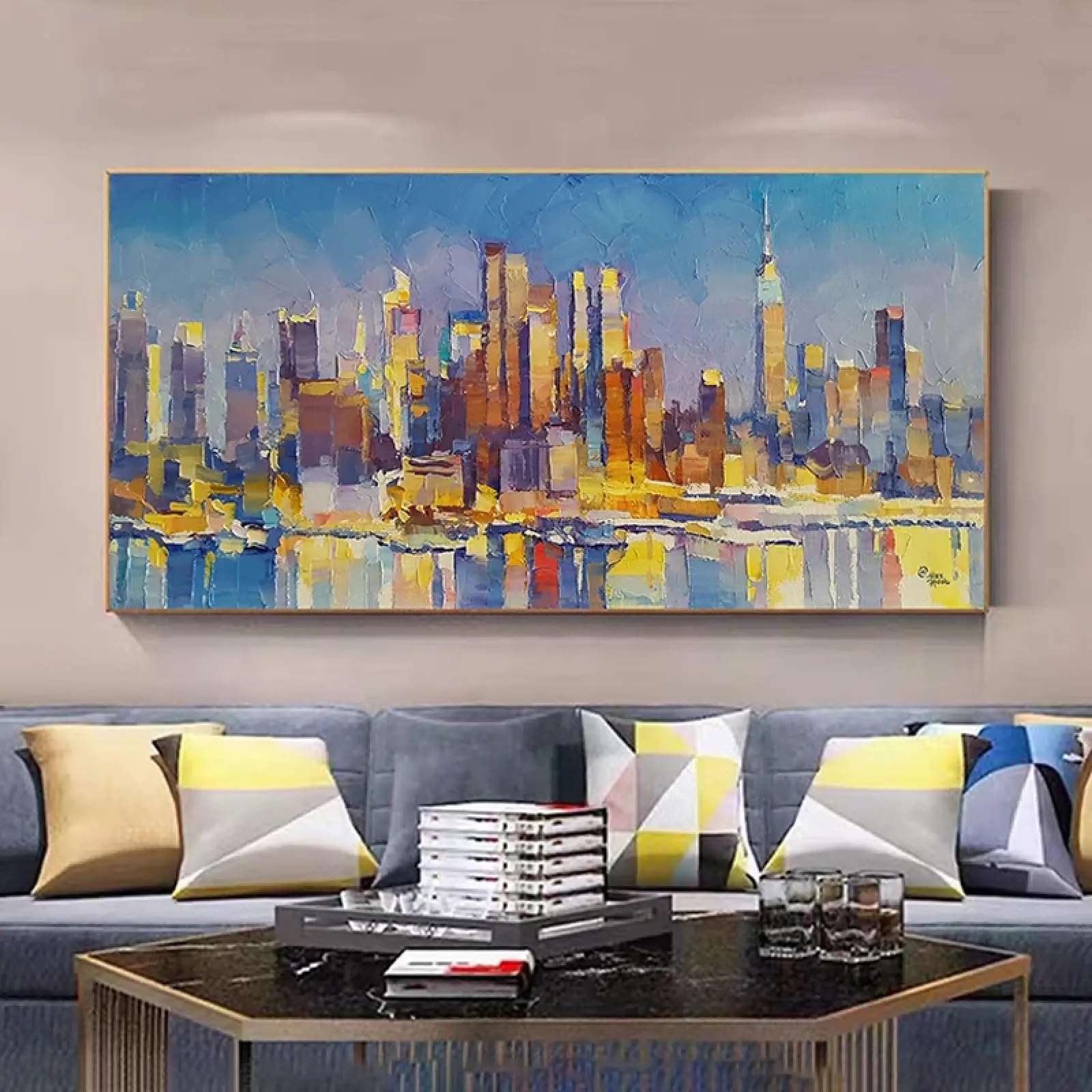 Affiches et impressions abstraites de bâtiments urbains sur toile de 55x110cm sans cadre - 8