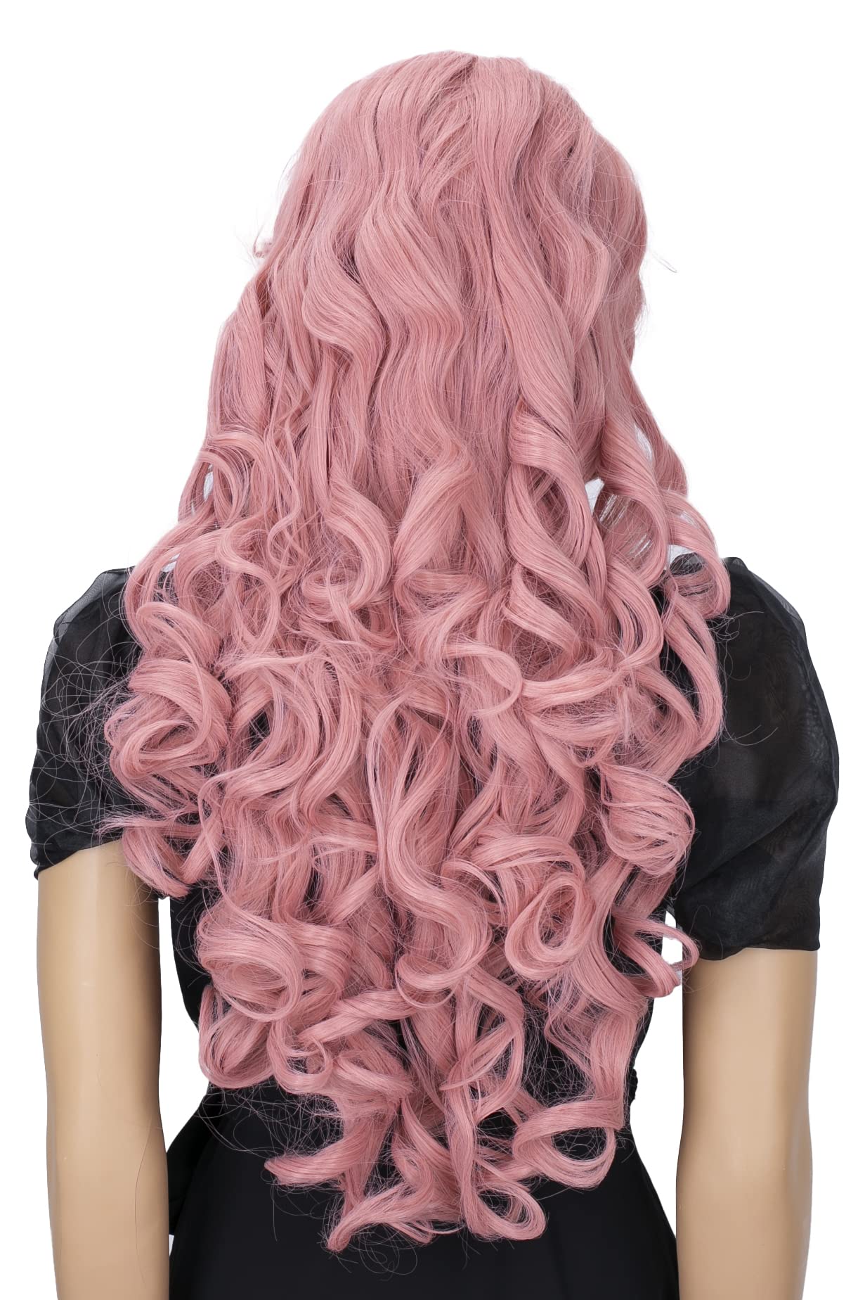 Peluca Larga De Cosplay 80 Cm – Fibra Sintética Transpirable, Resistente Al Calor (130°C), Color Rosa, Talla Ajustable, Ideal Para Fiestas Y Disfraces