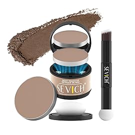 SEVICH Magnetic Hairline Powder with Brush | Refillable Root Touch Up for Sparse Hairlines & Gray Coverage | Waterproof, Sweat-Proof & Smudge-Proof | Natural & Invisible Hair Concealer (Light Brown)