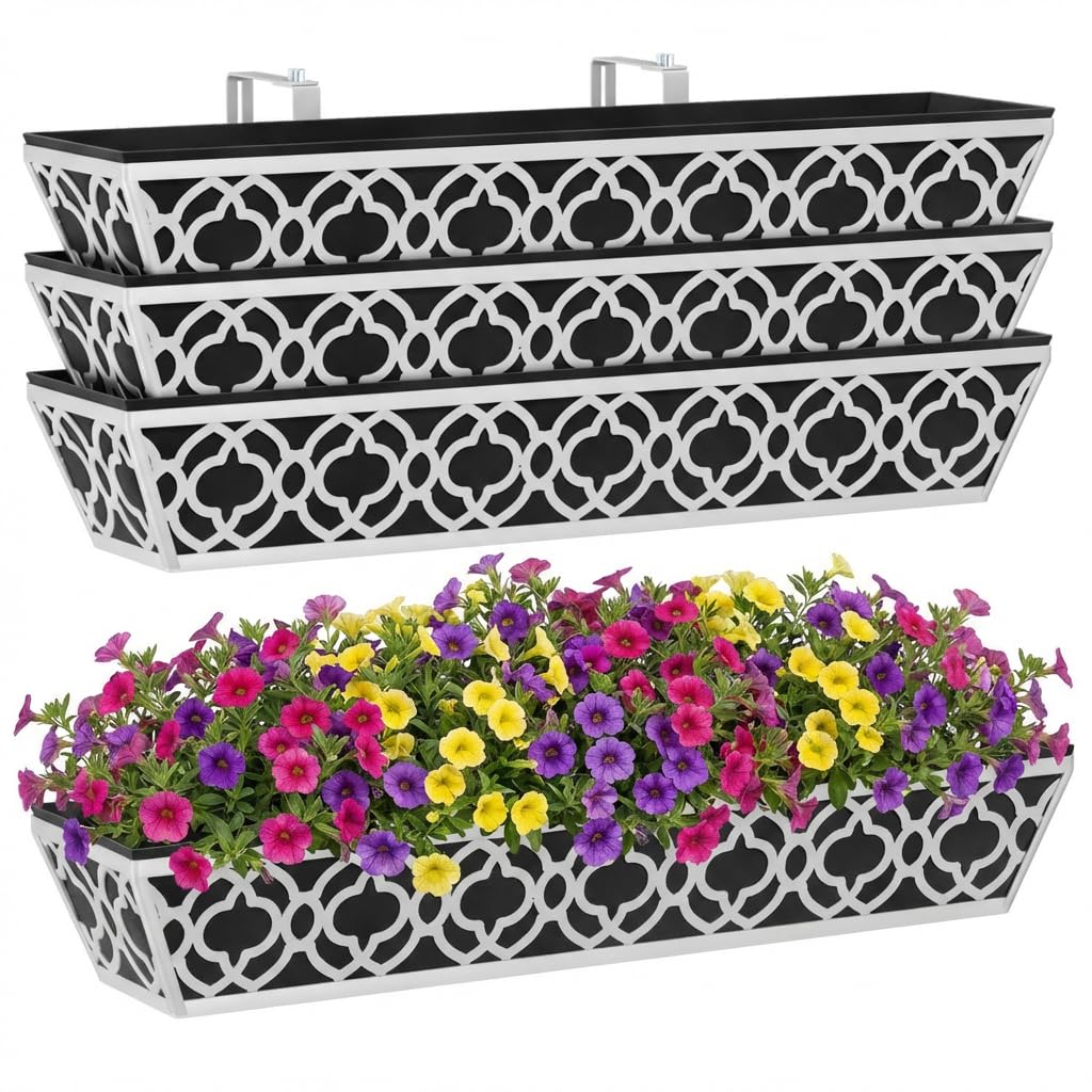 Y&M 30'' Metal Railing Planter Box Set