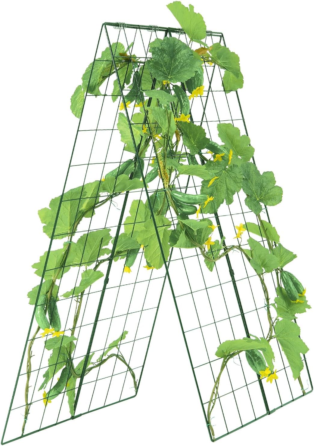 VEVOR Cucumber Trellis for Climbing Plants,46" H x 32" W Foldable Cucumber Trellis Set with Plant Clips, Metal Garden Trellis for Raised Bed, Outdoor Plant Grow Support for Tomato, Vegetable(2 Pack)