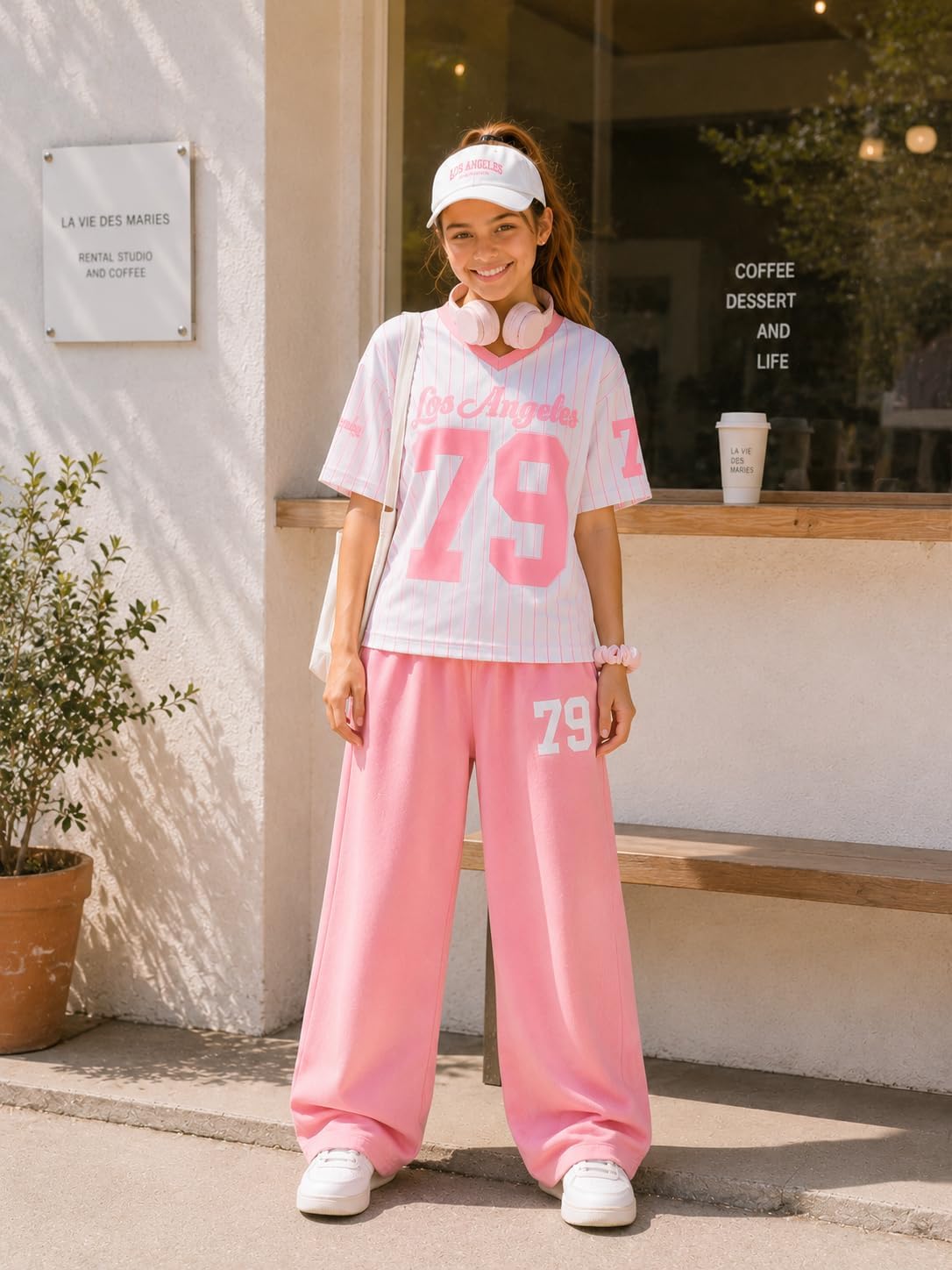 Azmxynol Tween Girls Clothes Sporty Graphic Top + Wide Leg Pants 2pcs Outfit Set, Size 7-15Years