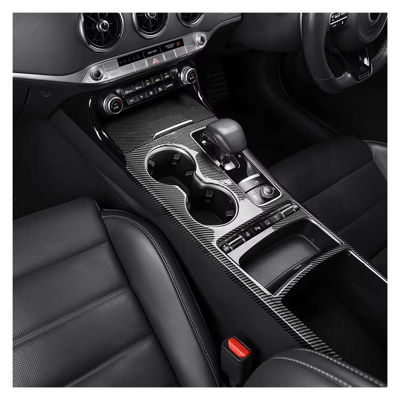 Interieur Zubehör Für Kia Für Stinger 2018-2023 LHD/RHD ABS Konsole Getriebe Shift Box Panel Abdeckung Aufkleber Interieur Dekor(LHD)
