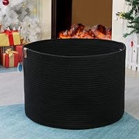 Vista 6 de Casaphoria Cesta de cuerda de algodón XXXL para sala de estar, cesta de almacenamiento tejida con asa para mantas, toallas y almohadas, cesta