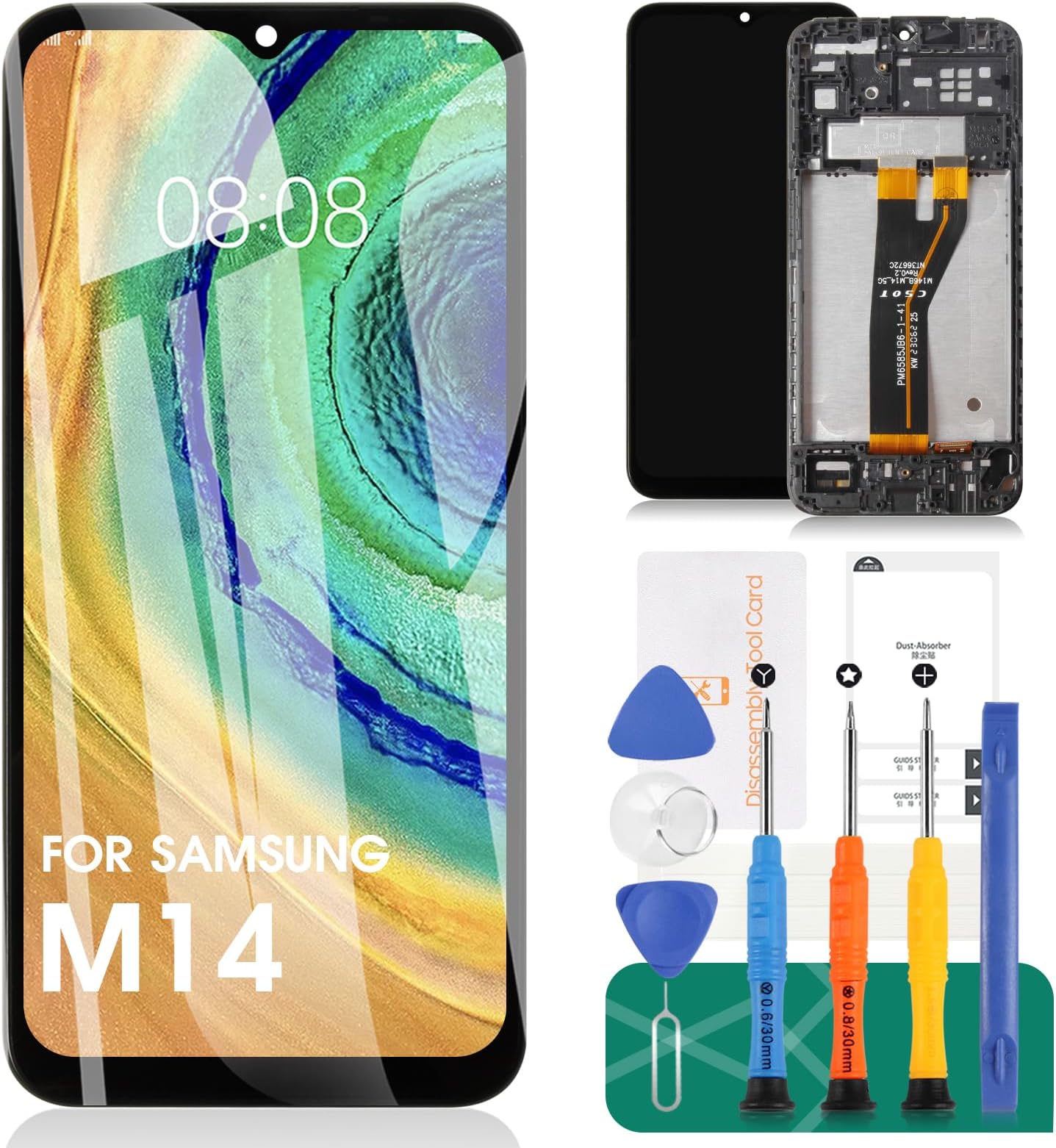 for Samsung Galaxy M14 5G LCD Screen Replacement for Samsung Galaxy M14 5G LCD Display for SM-M146B,SM-M146B/DS,SM-M146B/DSN Touch Digitizer with Assembly Repair Kits (Black,with Frame)