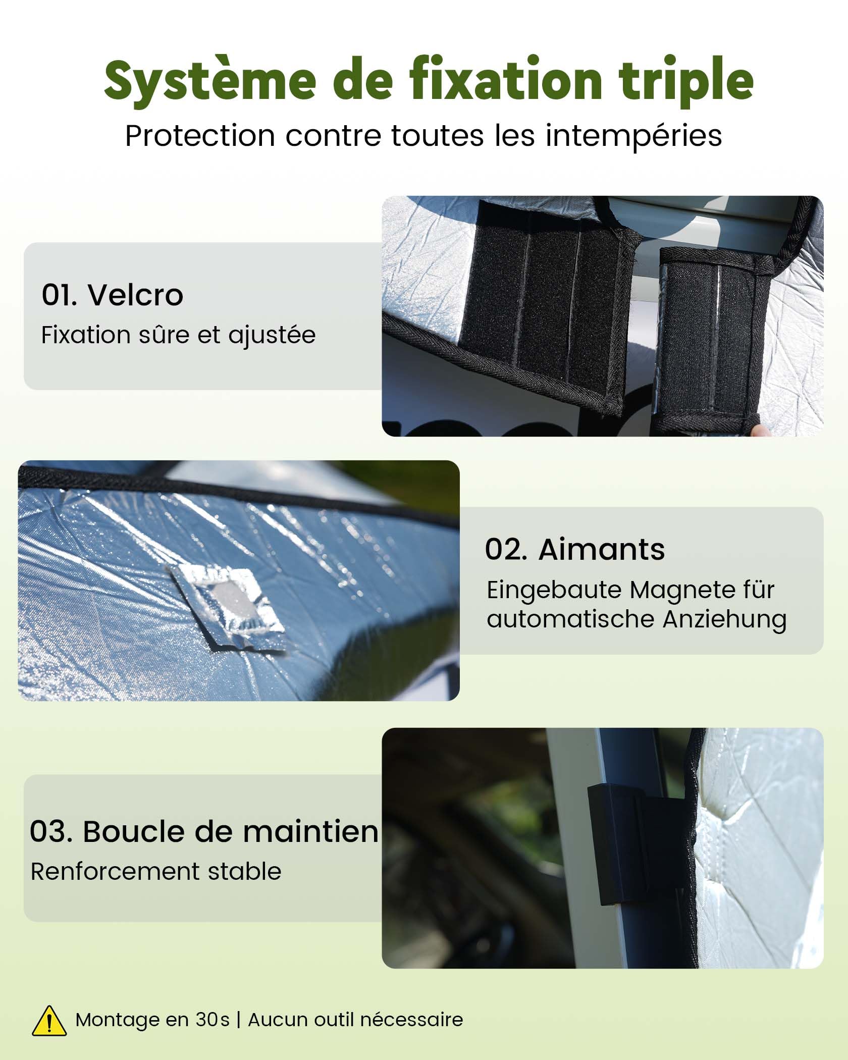 FoundGo Couvre-pare-brise avant pour camping-car avec fermetures éclair en aluminium argenté, housse isolante thermique avec poche, compatible avec FIAT Ducato, Peugeot Boxer, Citroën Relay X250/290 à