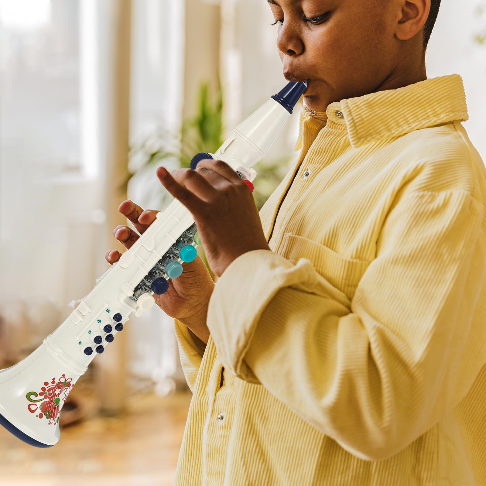 Giocattolo Clarinetto per in Plastica ABS Resistente Piccolo Strumento Musicale Educativo Suonatore a Soffio Leggero e Portatile per Apprendimento e Gioco Creativo