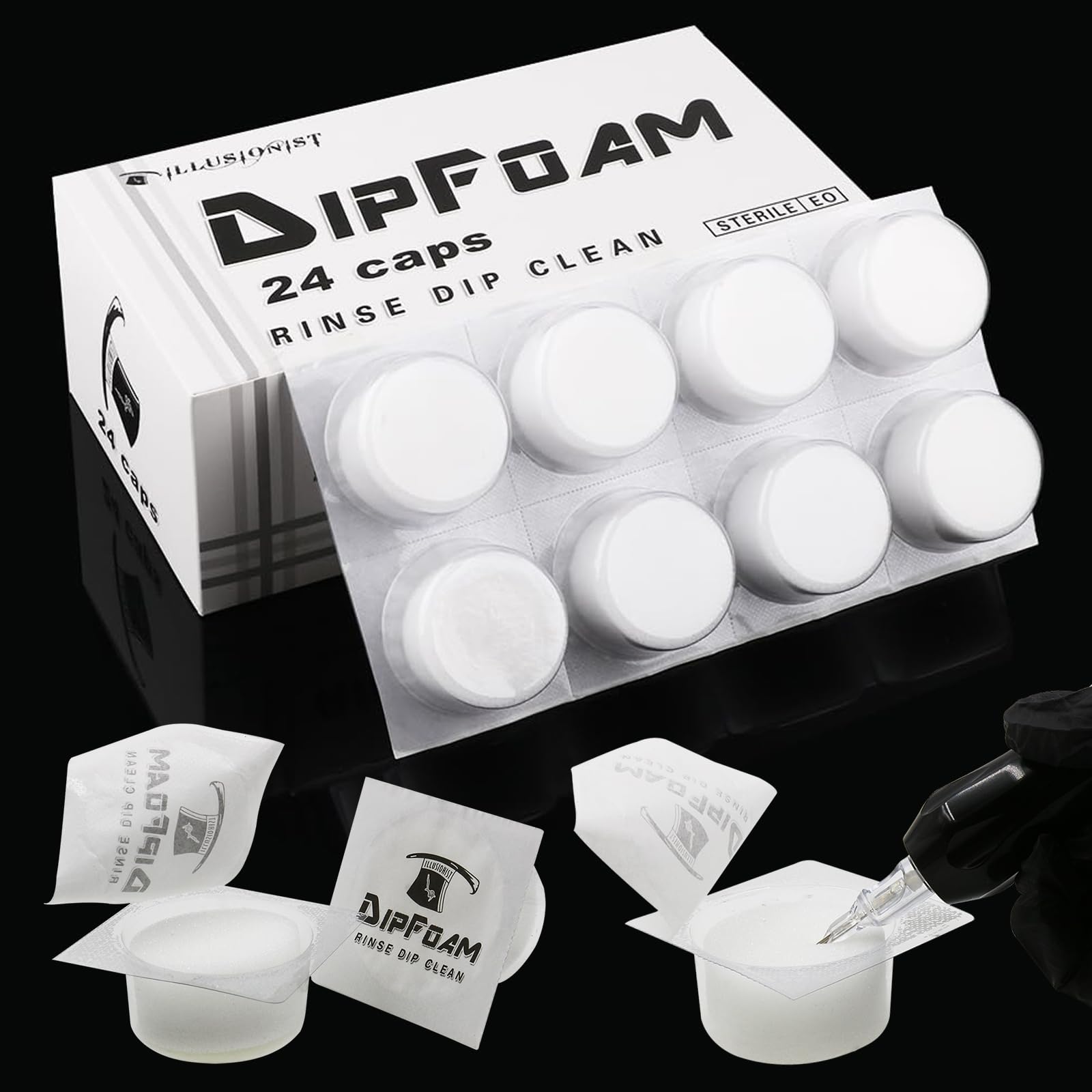 Dip Foam Dip Caps - Ruicoo 24Pcs Tattoo Dip Foam Caps Disposable Tattoo Cartridges Tip Rinse Caps CupsTattoo Cleaning Supplies for Tattoo Needle