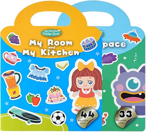 Miniatura 8 de Towjug 4 juegos de calcomanías reutilizables para niños de 2 a 4 años, libro de calcomanías de actividades de aprendizaje preescolar, calcomanías de