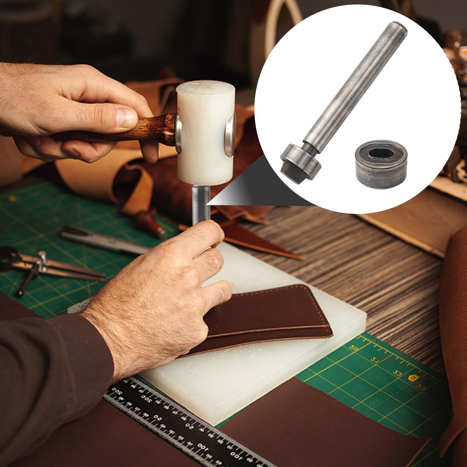 Oeillet Trou Poinçon d'Oeillet Grommets Eyelets Outils Oeillets Kit pour Baches pour Toile Cuir Bannières Rideaux Étiquettes de Vêtements Bricolage