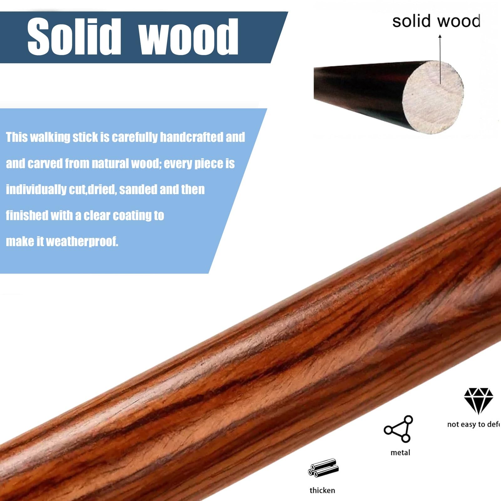 Bastoni da Passeggio in Legno a Forma di Aquila, con Impugnatura ergonomica e Punta in Gomma Antiscivolo, lussuosi, Decorativi, per Uomo e Donna, 96 cm.