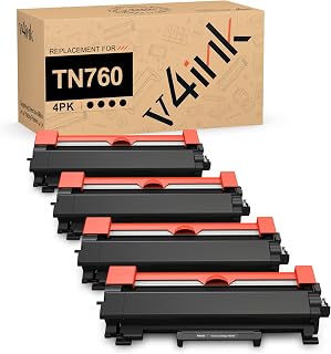 v4ink 4PK Compatible TN760 Toner Cartridge Replacement for Brother TN760 TN730 TN770 High Yield Toner for MFC-L2690DW MFC-L2717DW MFC-L2710DW MFC-L2750DW HL-L2325DW HL-L2350DW HL-L2390DW HL-L2395DW
